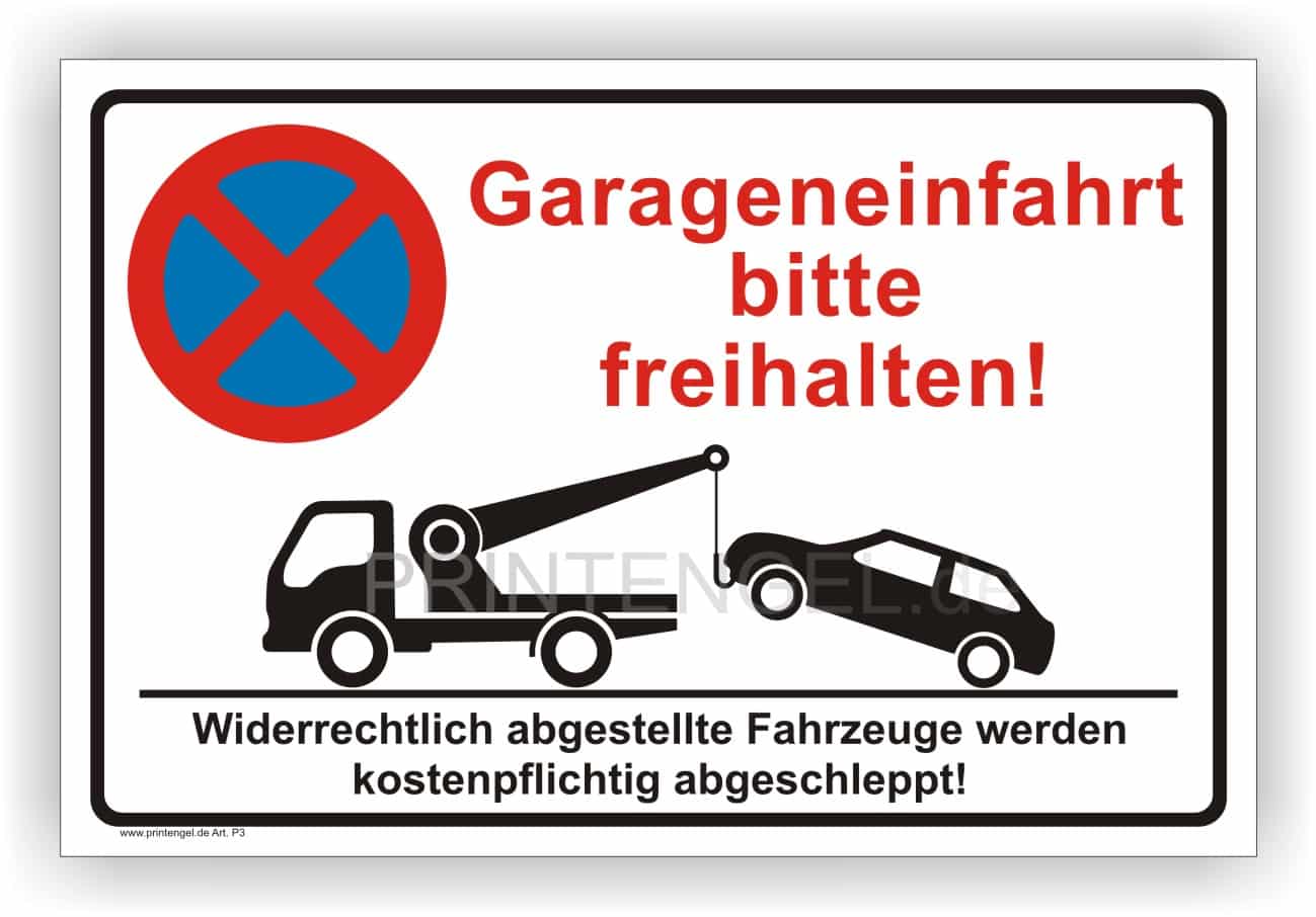 Parkverbotschild Garageneinfahrt bitte freihalten – Alu & Folie