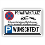 Privatparkplatz Schild mit Wunschtext, Parkverbot