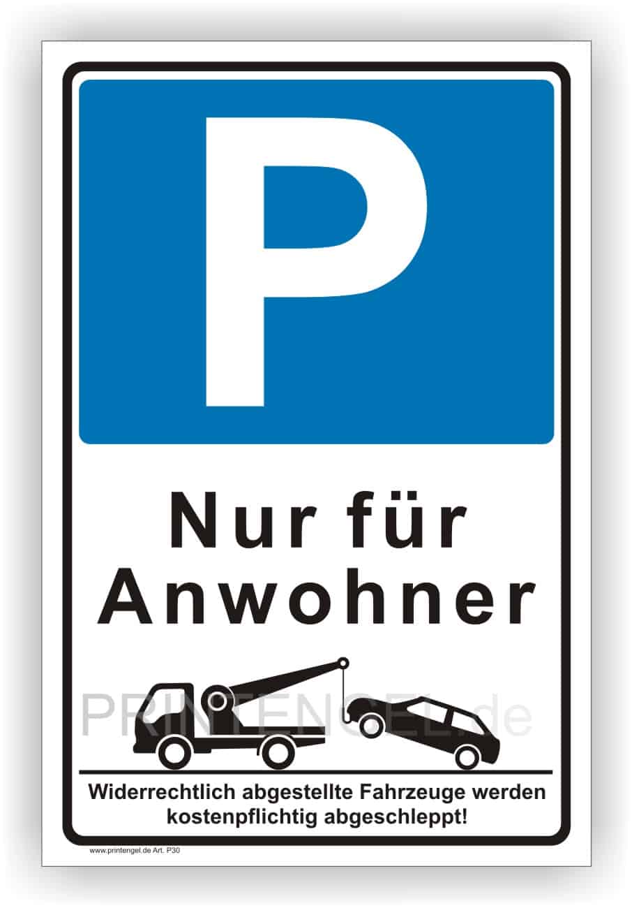 Parkplatzreservierungsschild Nur für Anwohner – robuste Aluminiumvariante