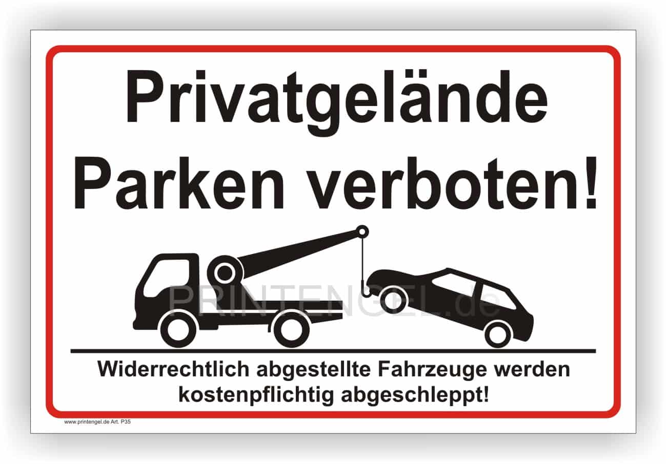 Privatgelände Parken verboten – Aluminium Parkverbotsschild