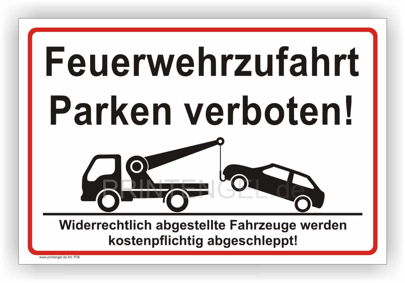 Parkverbotschild Feuerwehrzufahrt – Aluminium & Folie