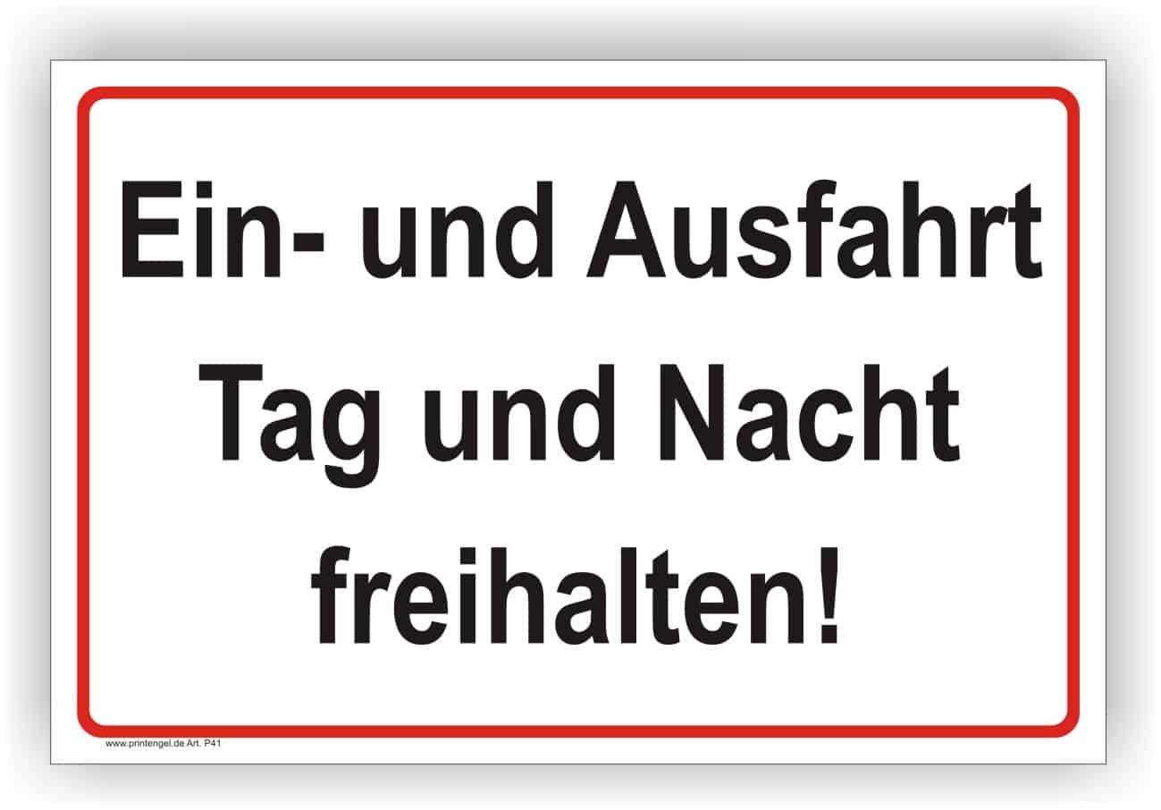 Warnschild Ein- und Ausfahrt Tag und Nacht – Parkverbotsschild