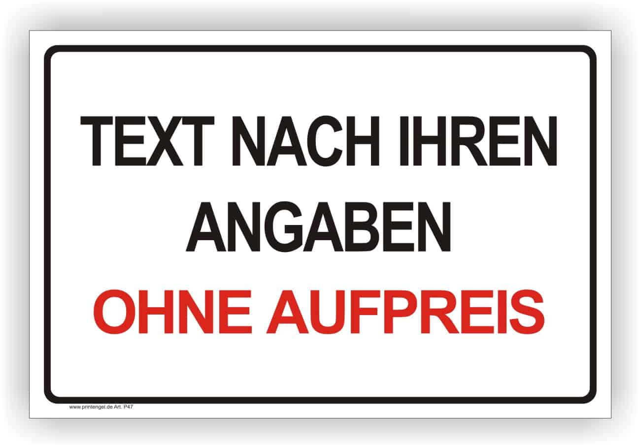 Individuelles Warnschild nach Maß - selbst gestalten und bedrucken