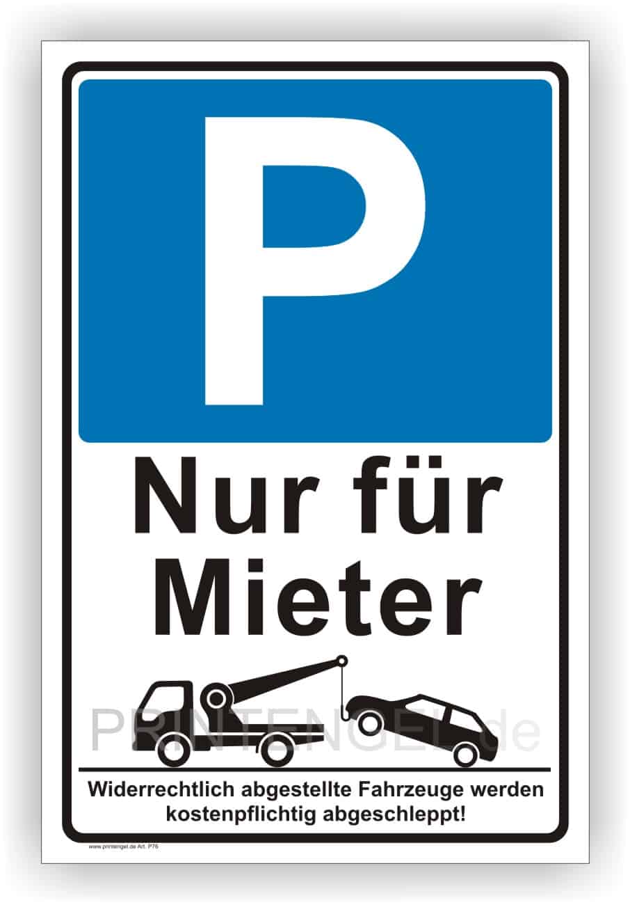 Parkplatzschild Mieter – Aluminium & Folie