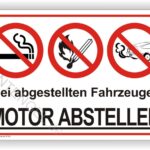 Bei abgestellten Fahrzeugen Motor abstellen