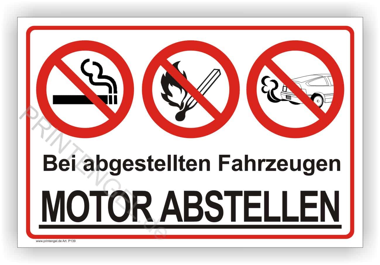 Bei abgestellten Fahrzeugen Motor abstellen