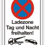 Ladezone Tag und Nacht freihalten Parkverbot Schild