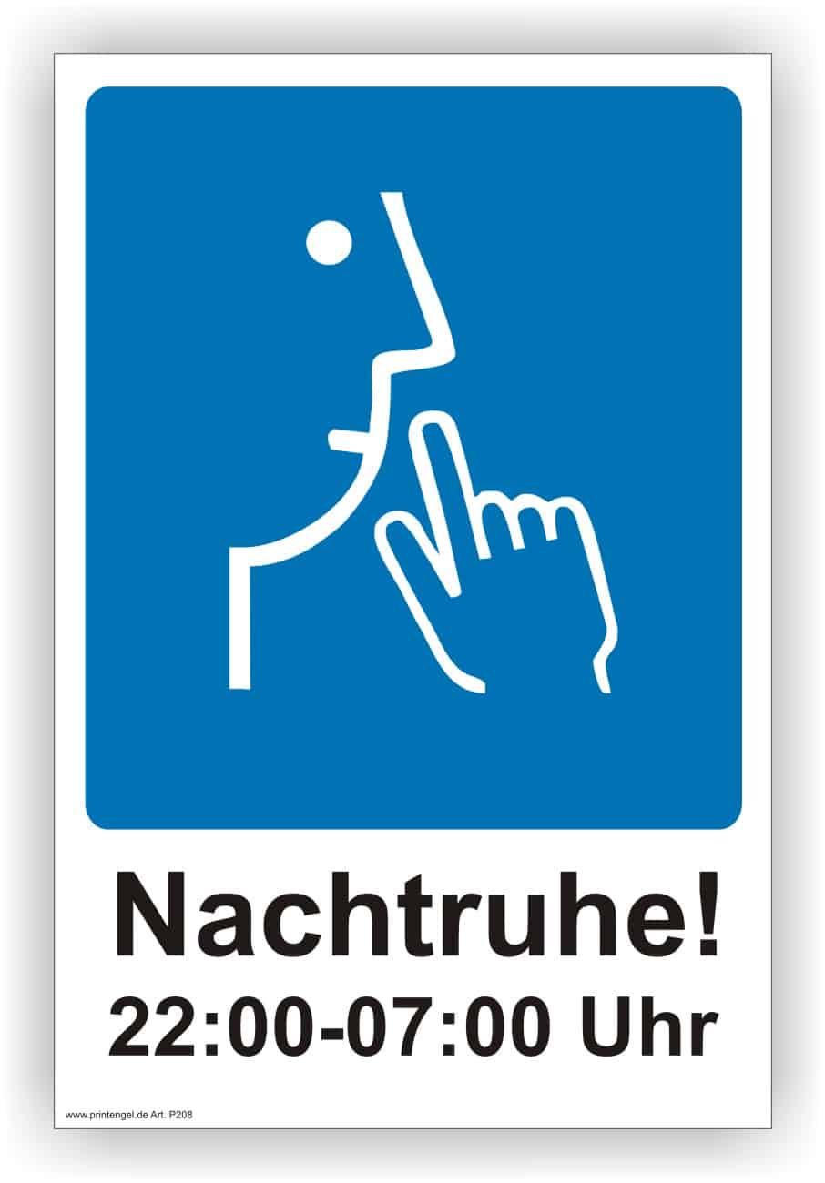Nachtruhe-Hinweisschild für Privathaushalte