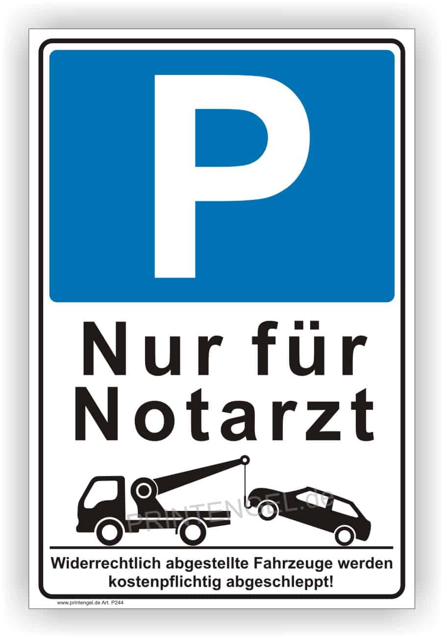 Parkplatz Nur für Notarzt – Aluminium Verbundschild