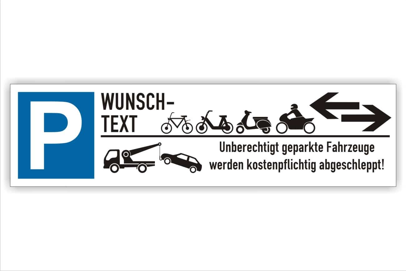 Wunschtext Parkplatzreservierer 500x130mm freie Gestaltung