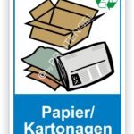 Papier Kartonagen Tonne- Container Schilder - Aufkleber