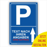 Parkplatz Reservierung Schild mit Pfeil individuell