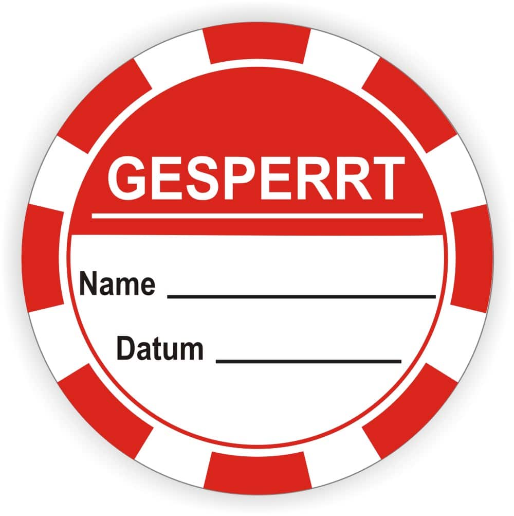 Wartungsplaketten Gesperrt mit Beschriftungsfeld für Datum und Name
