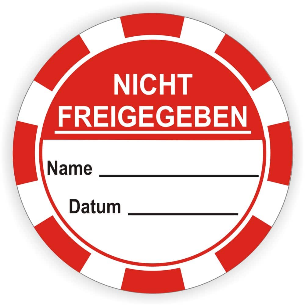 Nicht freigegeben Kontrolletiketten mit Beschriftungsfeld - Wartungsplaketten