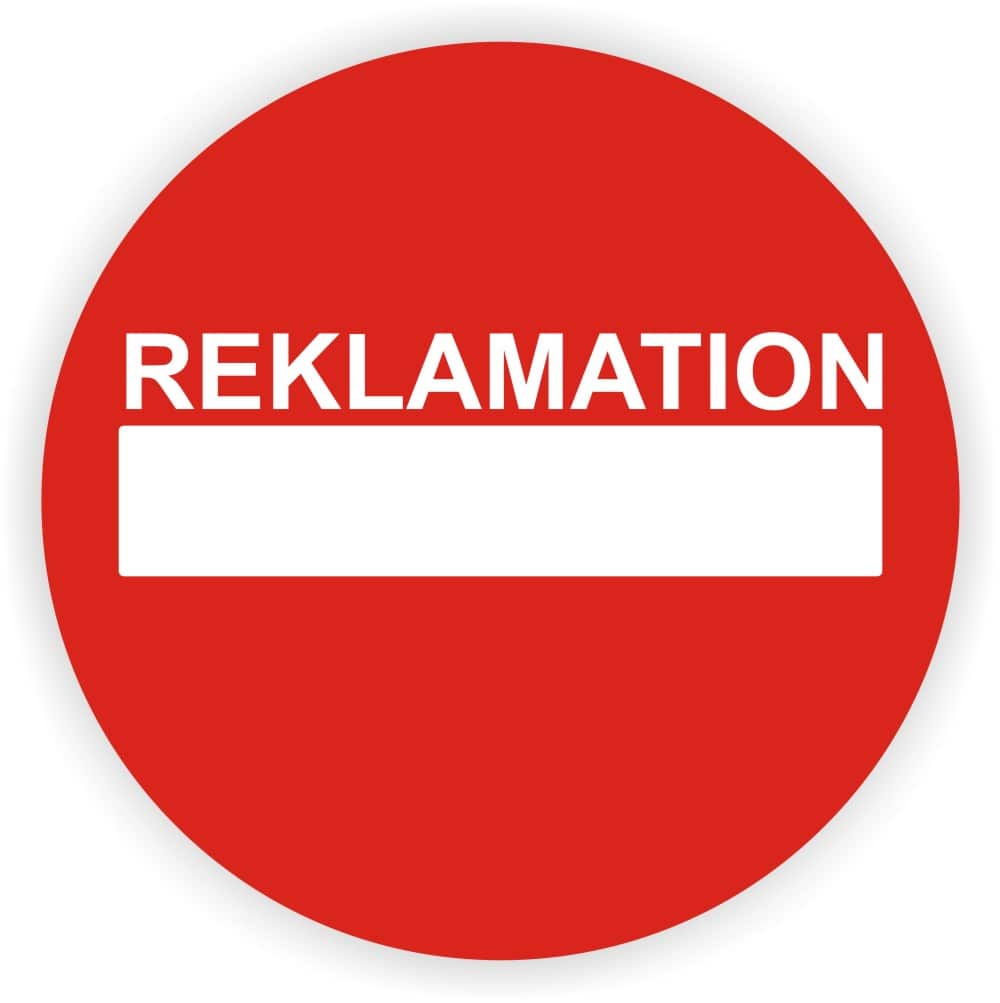 Reklamation Prüfplakette mit Beschriftungsfeld rot – selbstklebend