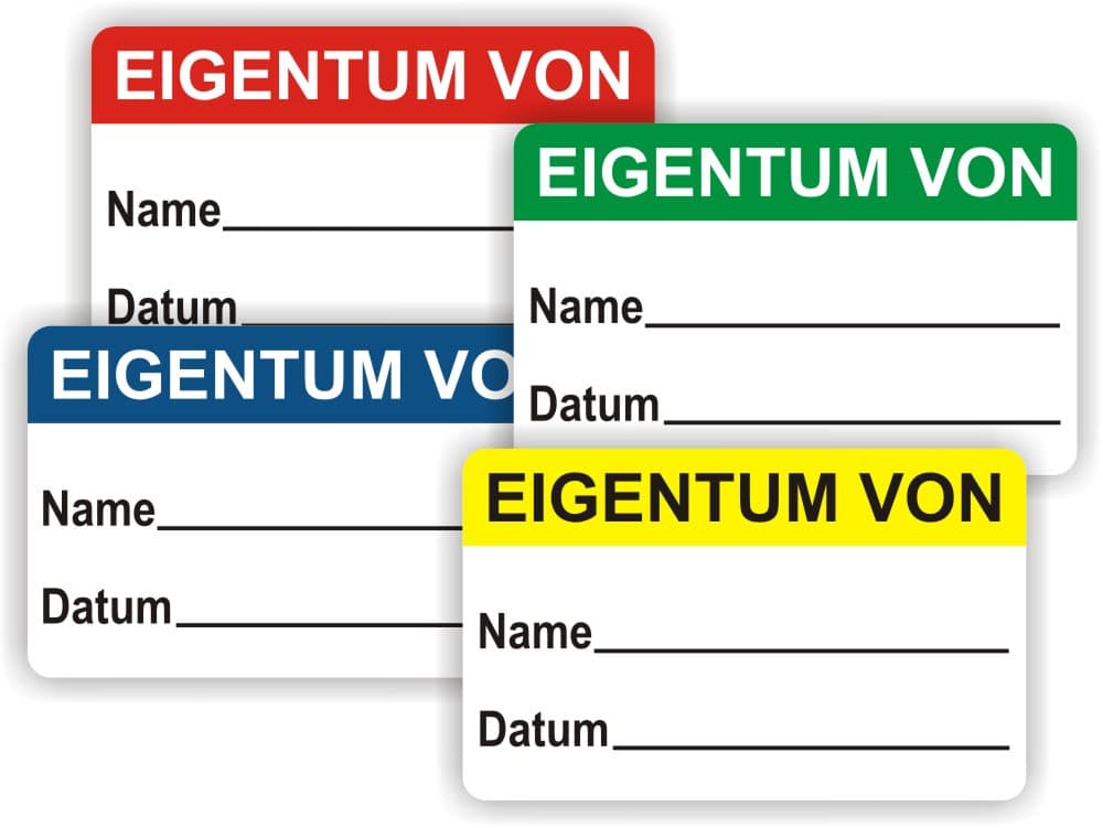 Eigentumskennzeichnung QS-Etiketten mit Beschriftungsfeld für Datum und Name