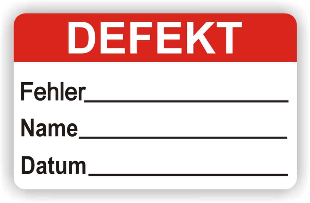 Defekt-Prüfplaketten mit Beschriftungsfeld für Qualitätskontrolle