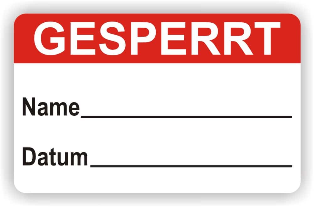 Wartungsplaketten Gesperrt – Qualitätskontrolle mit Beschriftungsfeld