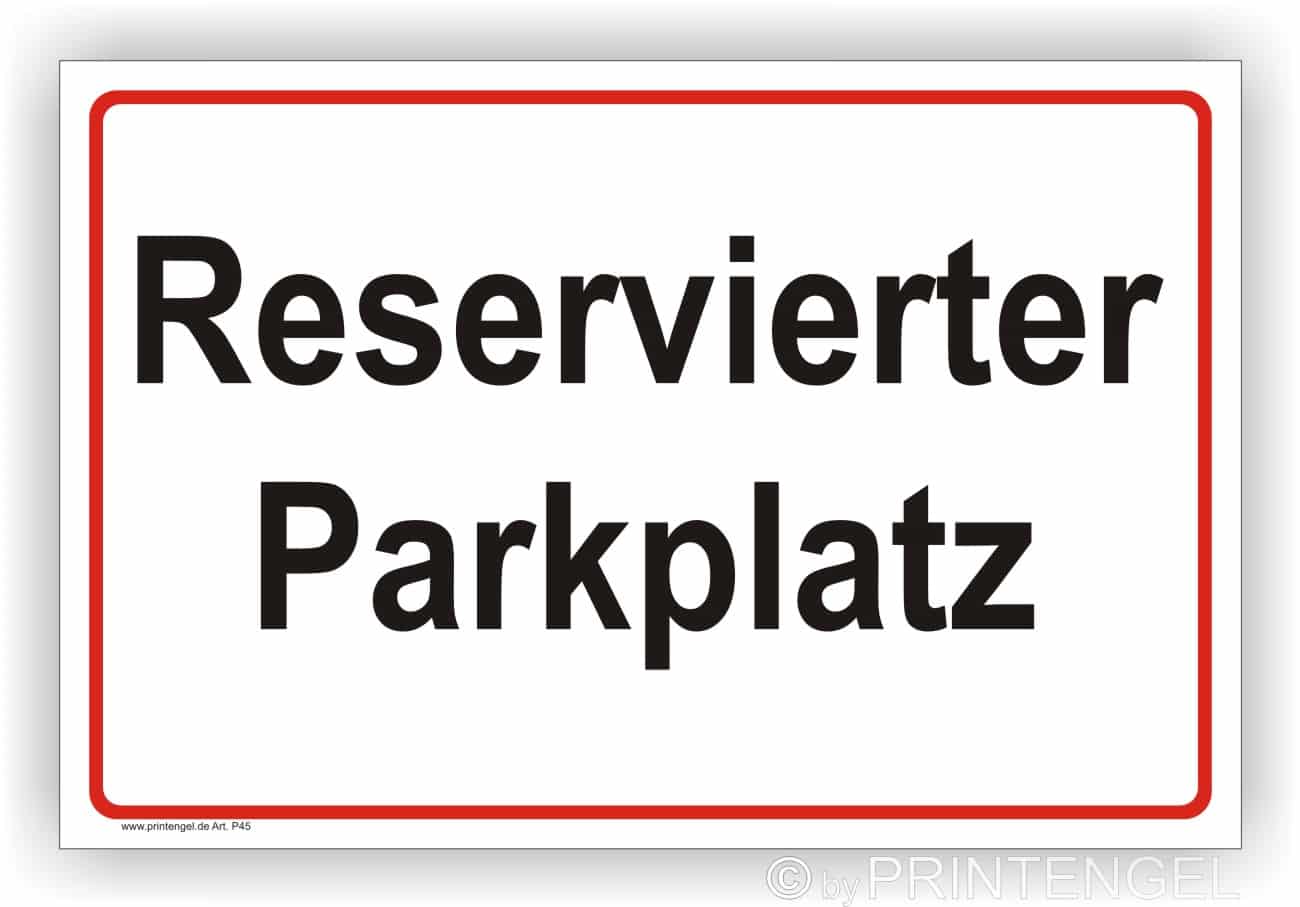 Parkplatz-Reservierungsschild robust und wetterfest