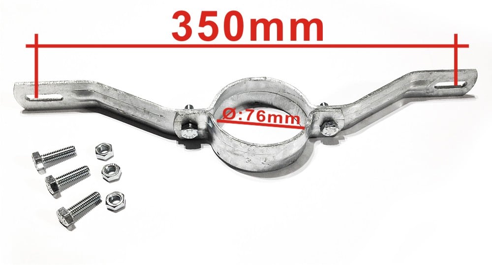 Rohrschelle 350mm Lochabstand für 76mm Rundrohr – Schildhalterung