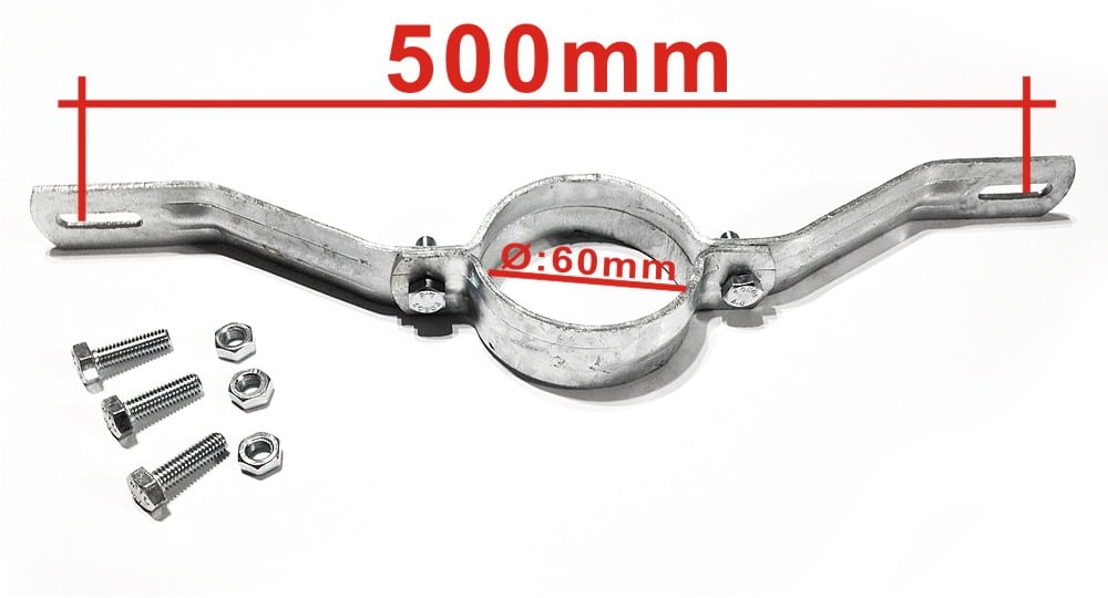 Rundrohrschelle für Schilderbefestigung 60mm Durchmesser Lochabstand 470-500mm