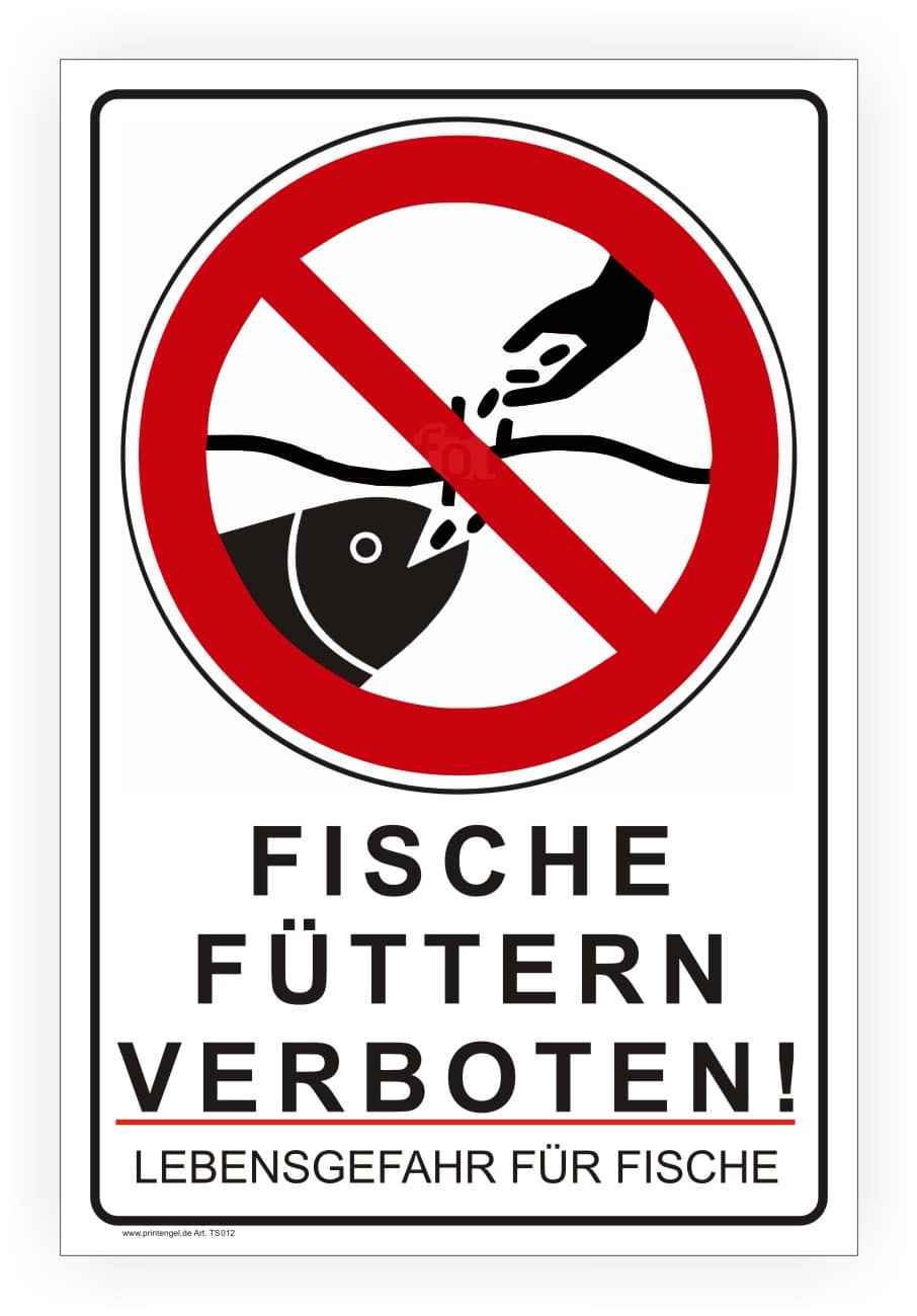 Fische füttern verboten Schild – Alu-Verbundplatte oder Aufkleber