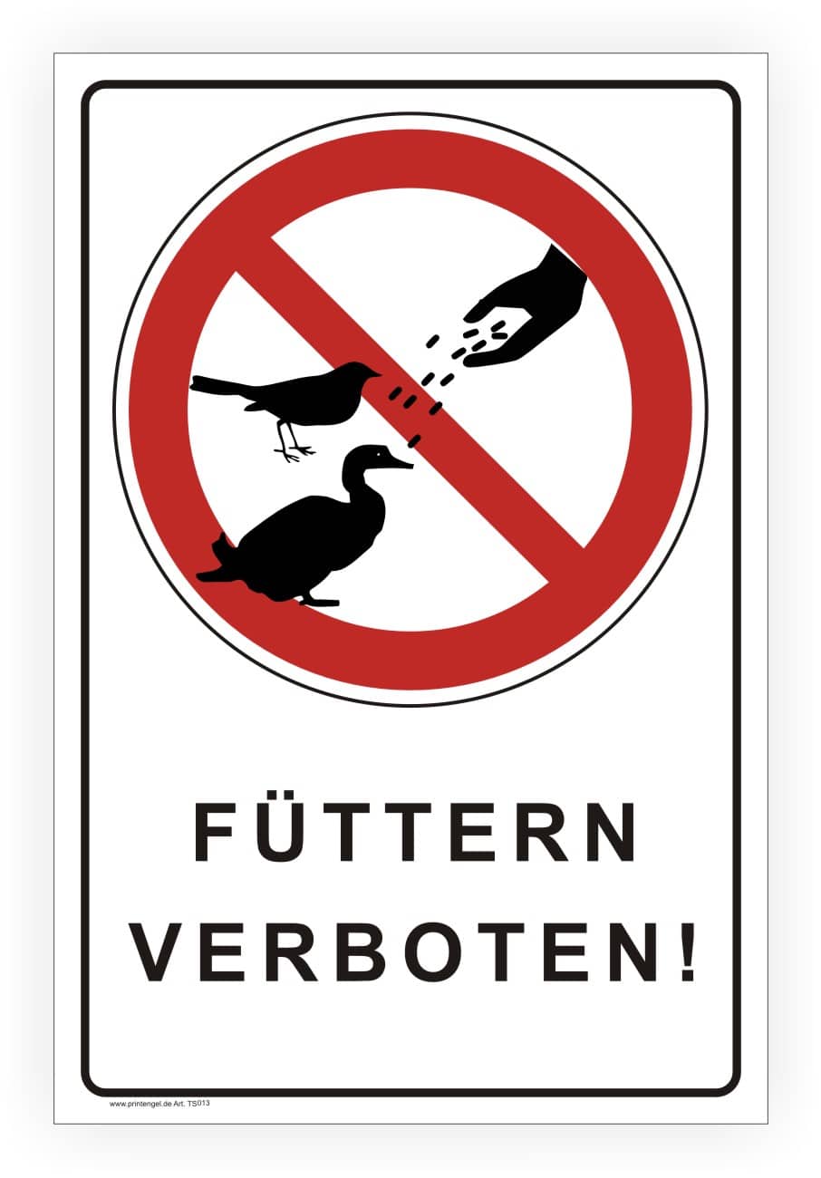 Enten füttern verboten Schild – Aluminium oder Aufkleber