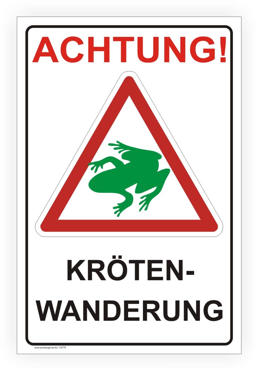 Kröten-Wanderung Hinweisschild – Alu-Verbund oder Folie