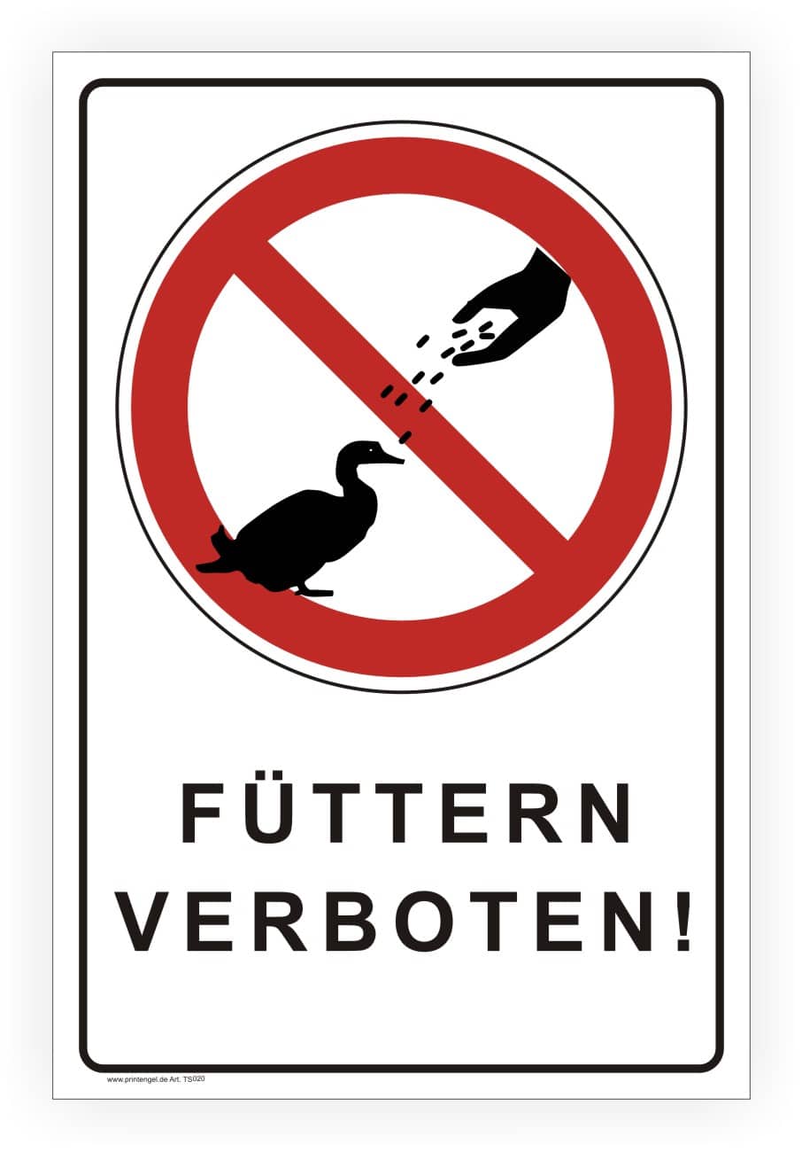 Enten füttern verboten Schild – Alu-Verbund oder Aufkleber
