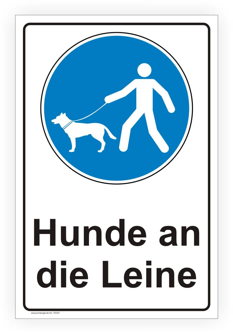 Hundeleinenschild in Alu-Verbund 3mm oder selbstklebender Folie