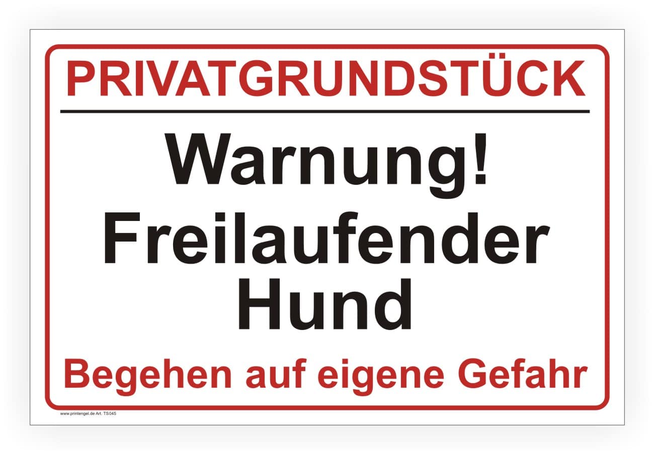 Hundewarnschild mit Betreuungshinweis – Alu-Verbund oder Folie
