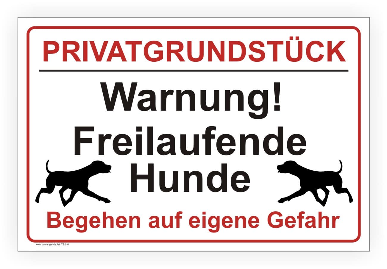 Privatgrundstück Schild mit Hunde- und Betreuungswarnung