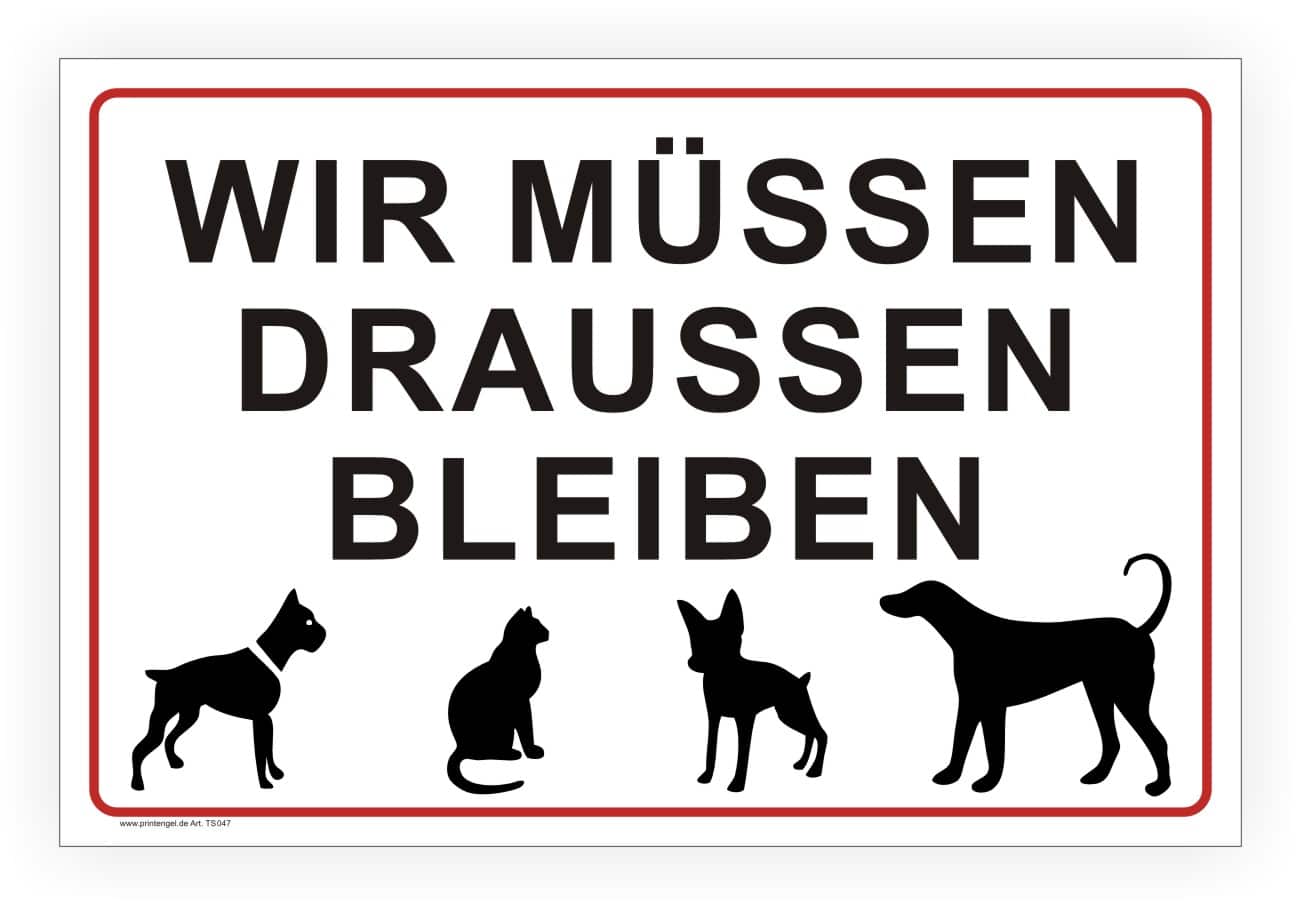 Haustiere draußen nicht erlaubt Schild mit Hund & Katze