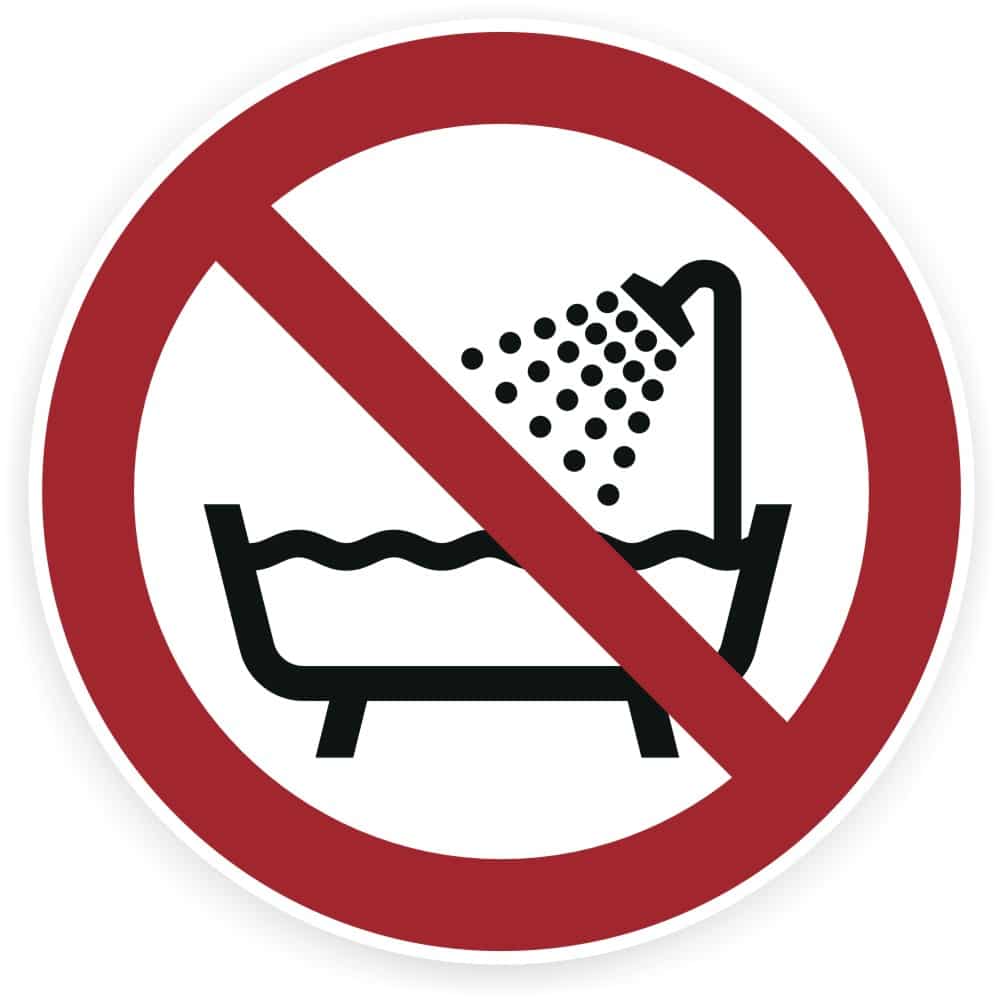 Badewanne Dusche Verbotsschild P026 nach DIN EN ISO 7010