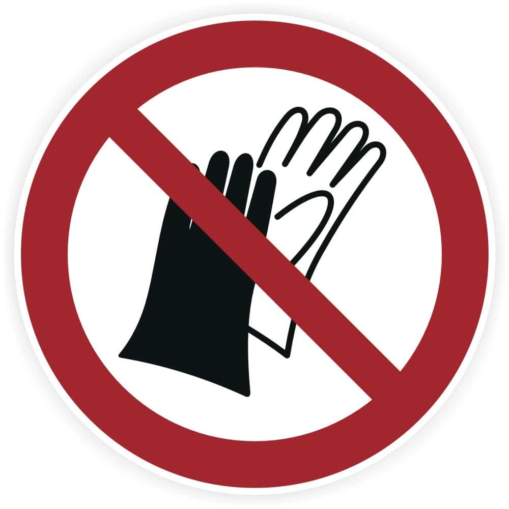 Handschuhe verboten Sicherheitszeichen DIN EN ISO 7010 P028