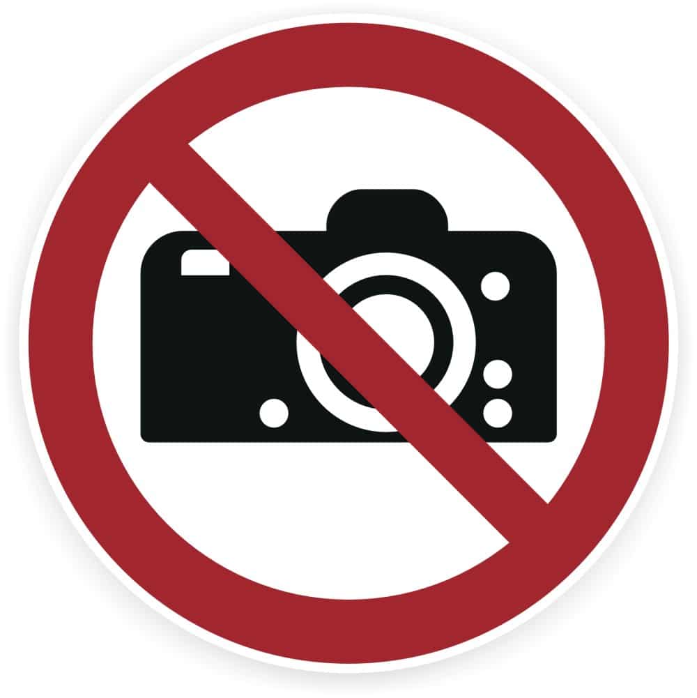 Fotografieren verboten Sicherheitszeichen P029 nach DIN EN ISO 7010