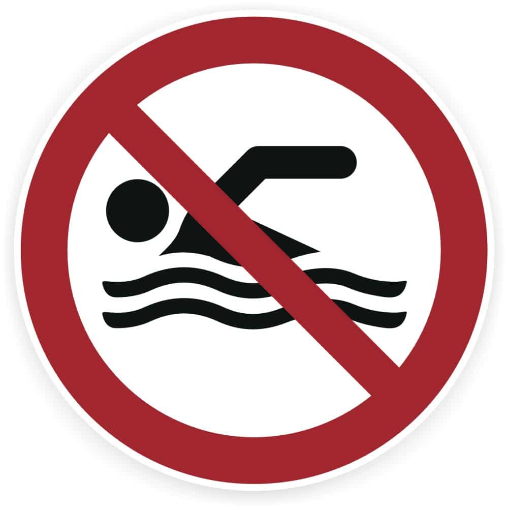 Schwimmen verboten Sicherheitszeichen DIN 4844-2:2012 ISO 20712-1
