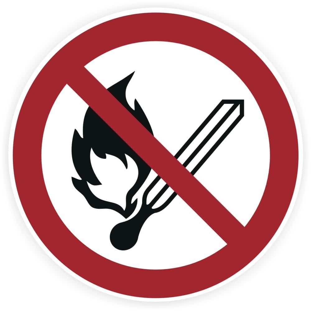 Verbotszeichen Keine offene Flamme P003 nach DIN EN ISO 7010 ASR A1.3
