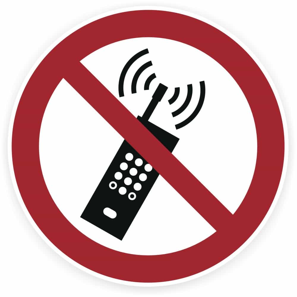 Mobiltelefone verboten Sicherheitszeichen DIN EN ISO 7010 P013 ASR A1.3
