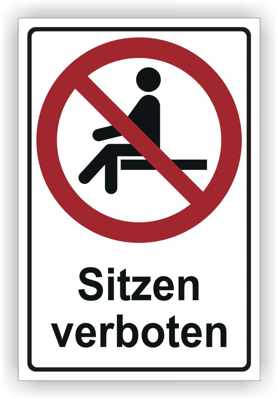Sitzen verboten Kombischild DIN EN ISO 7010 P018