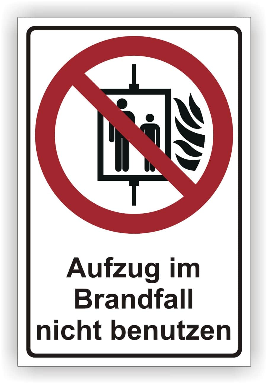 Aufzug im Brandfall nicht benutzen Schild DIN EN ISO 7010 P020