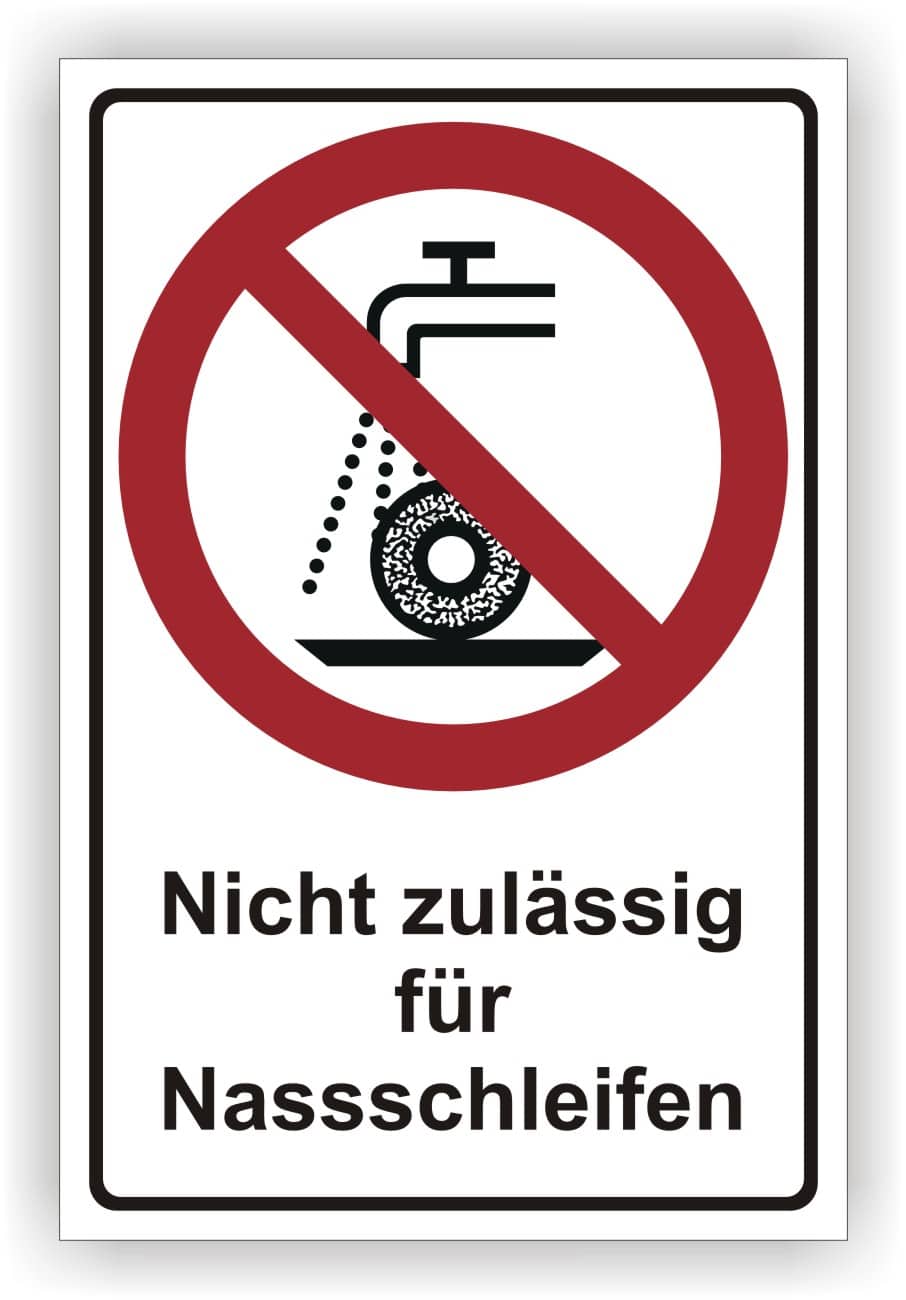 Warnschild Nassschleifen verboten nach DIN EN ISO 7010 P033