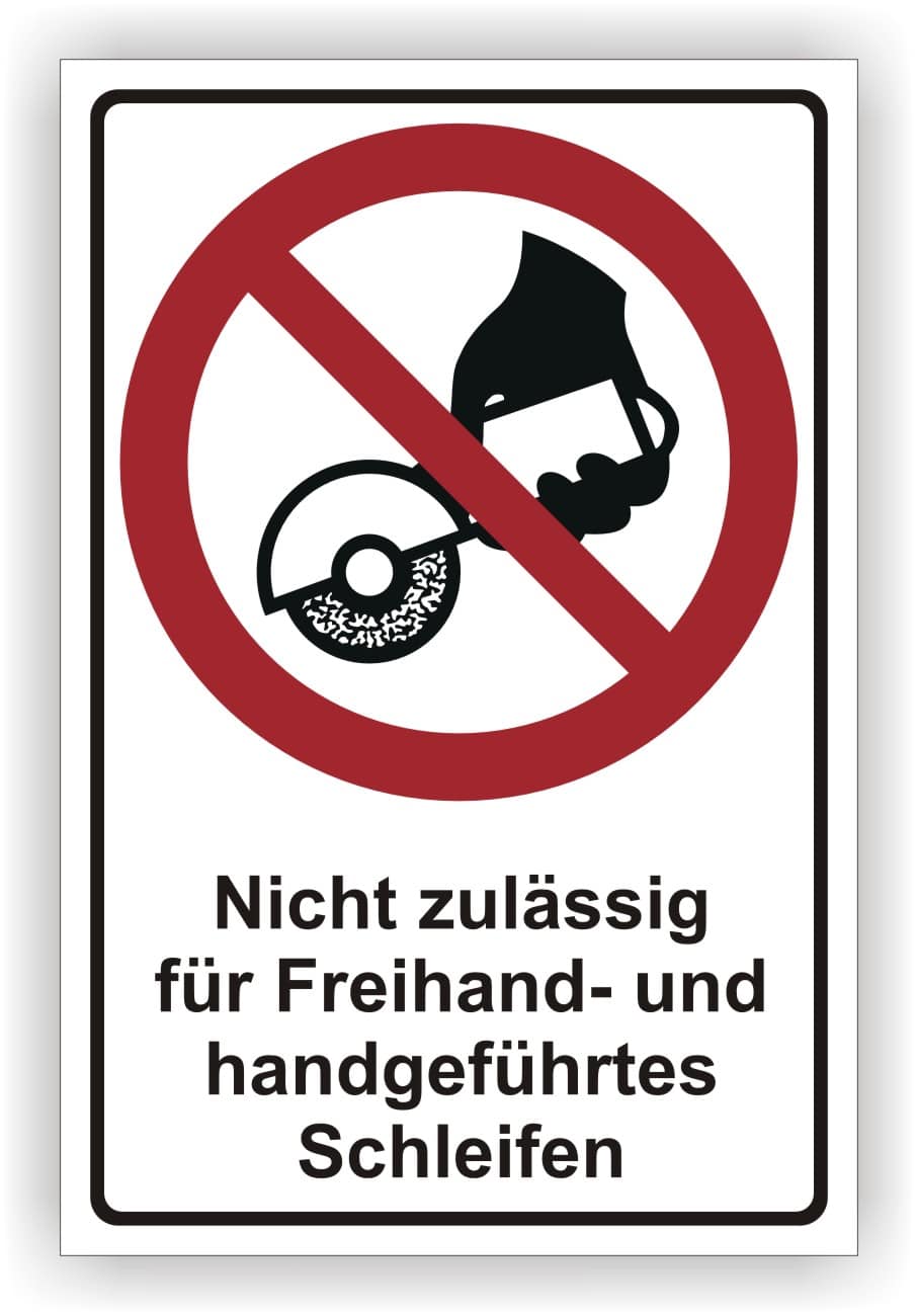 Kombischild Freihand- und handgeführtes Schleifen nicht zulässig DIN EN ISO 7010 P034