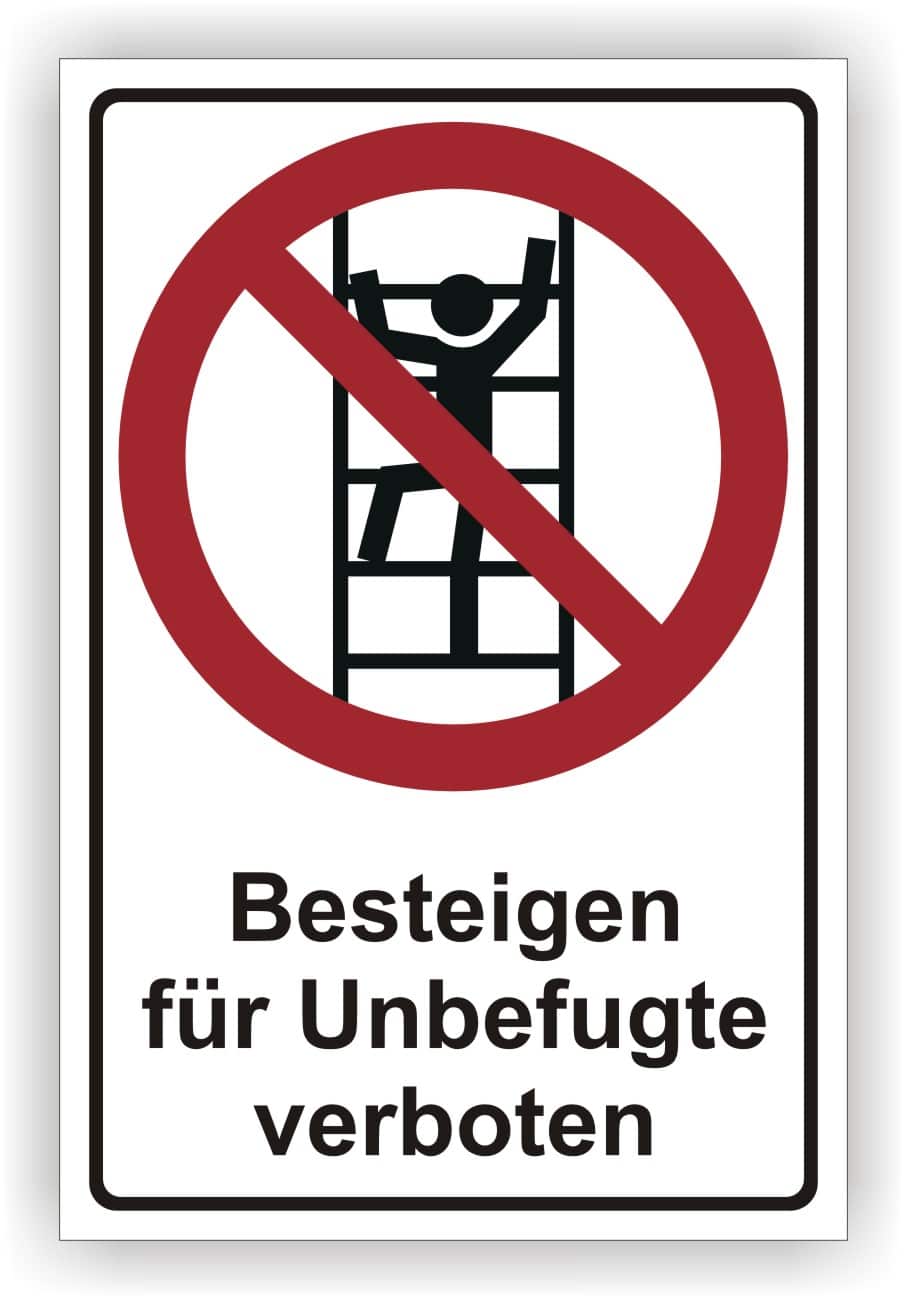 Besteigen verboten Kombischild DIN 4844-2 ASR A1.3 Sicherheitszeichen