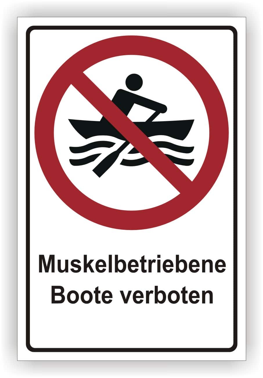 Verbotsschild Muskelbetriebene Boote verboten DIN 4844-2 ISO 20712-1
