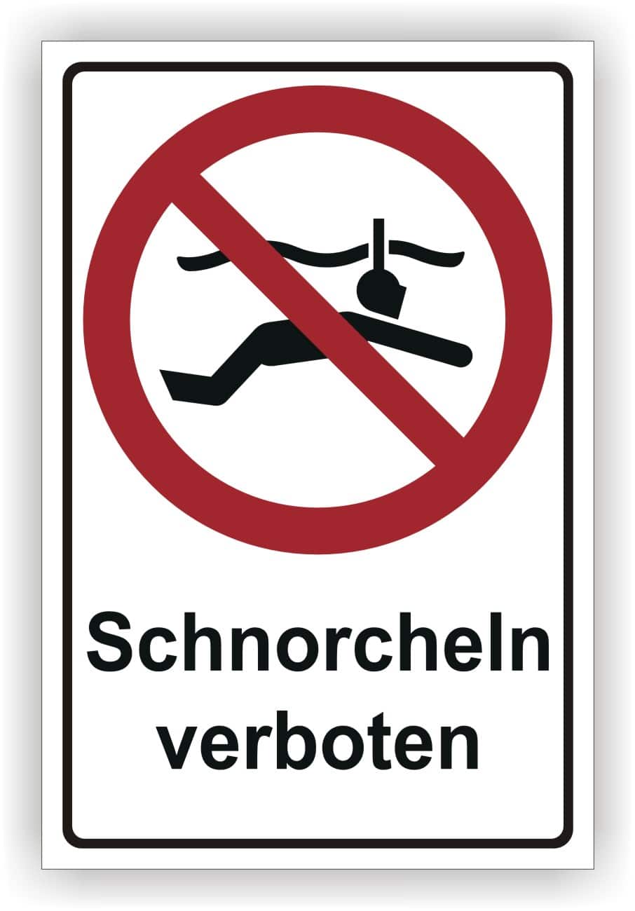 Schnorcheln verboten Kombischild DIN 4844-2 ISO 20712-1