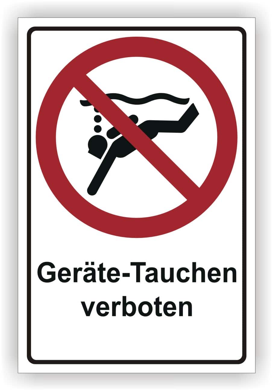 Geräte-Tauchen verboten Kombischild nach DIN 4844-2 ISO 20712-1