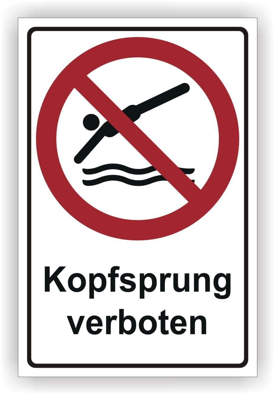 Kopfsprung verboten Kombischild DIN 4844-2 ISO 20712-1 WSP005