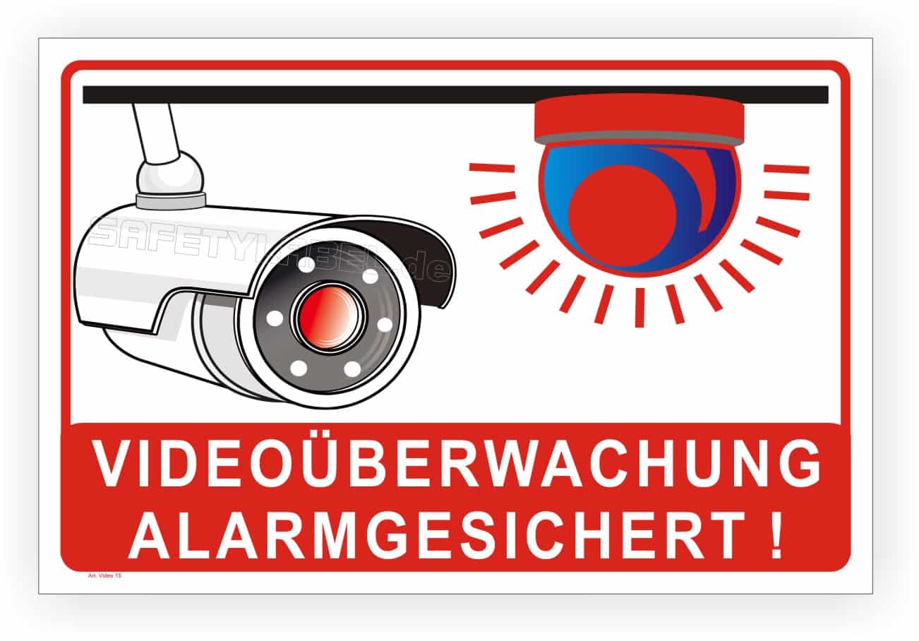 Hinweisschild Videoüberwachung mit Alarmanlage – UV-resistent