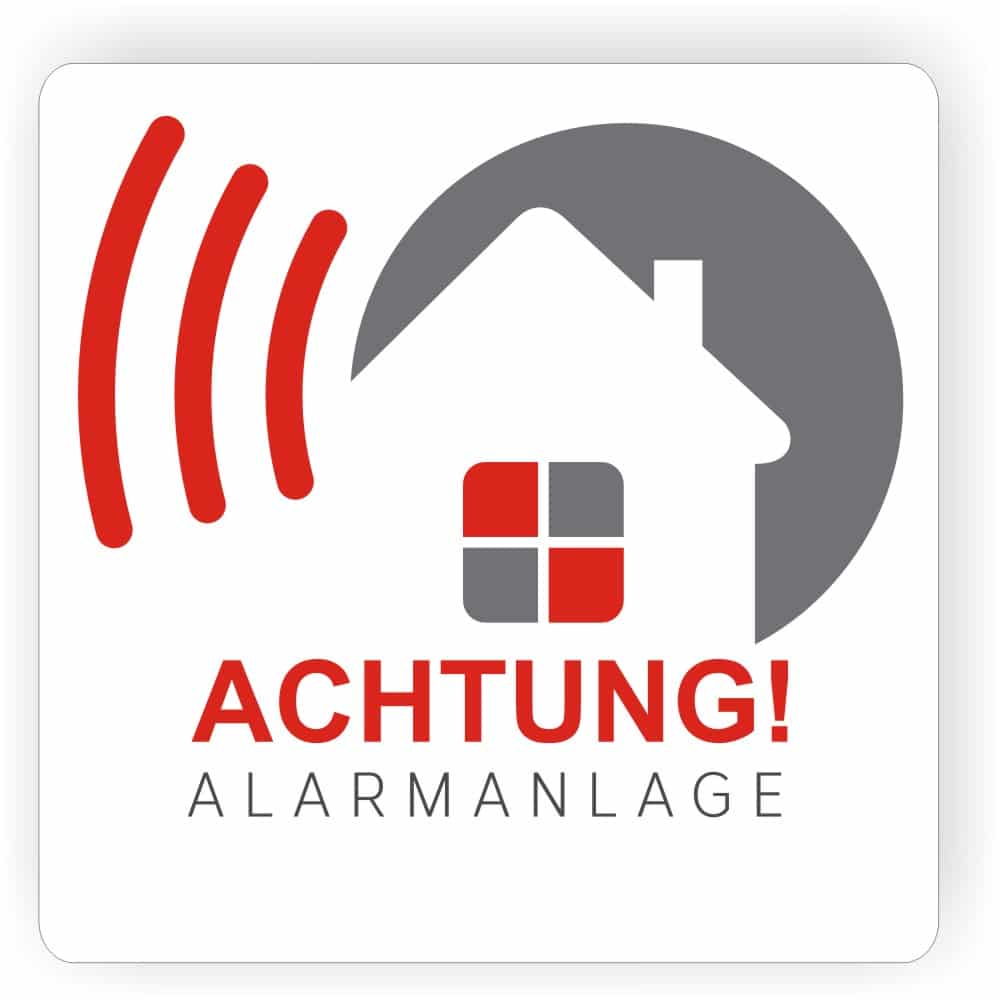 Alarmanlage Warnaufkleber mit Alarmsymbol für Haus und Gebäude
